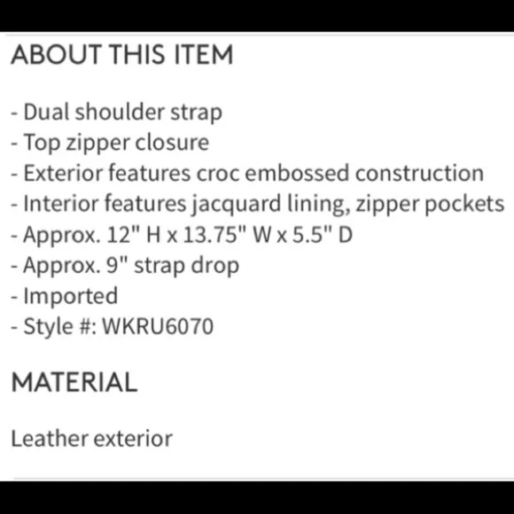 New Leather Croc Embossed Patent Tote Bag BD
